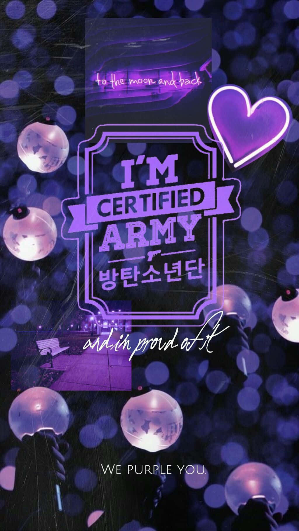 BTS Army Bomb, I'm Certified Army, purple neon text, HD Phone Wallpaper
