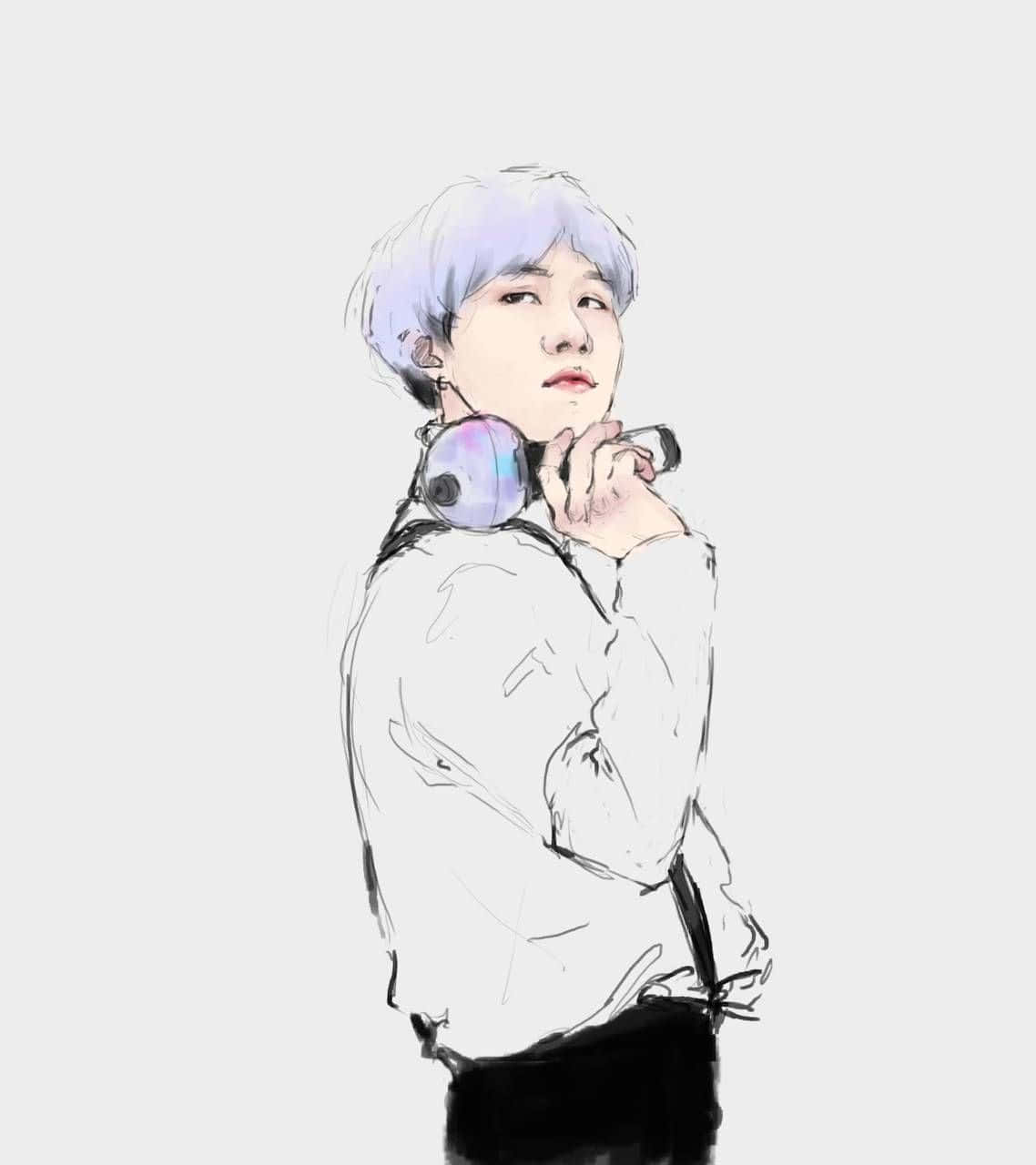 BTS Army Bomb, lavender hair, iridescent headphones, HD Phone Wallpaper