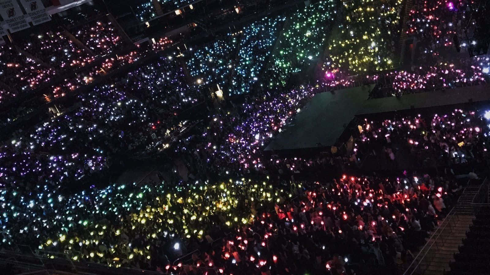 BTS Army Bomb, light stick illumination, rainbow hues, HD Desktop Wallpaper