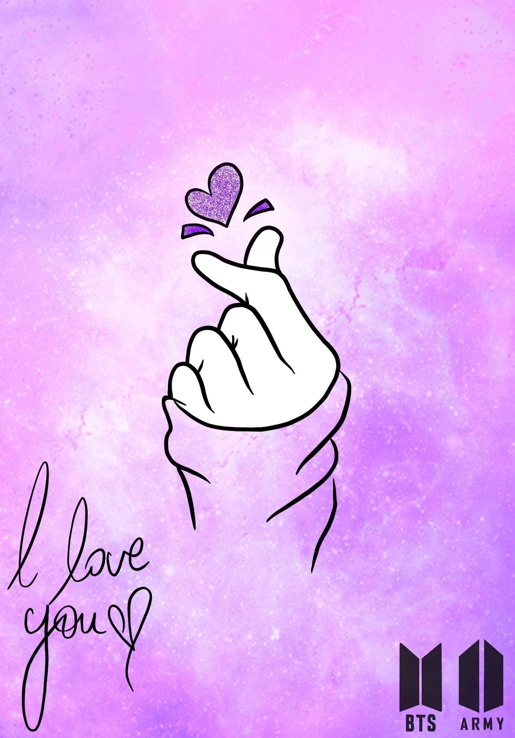BTS Army Girl, purple galaxy, glittery heart, Full HD Phone Wallpaper