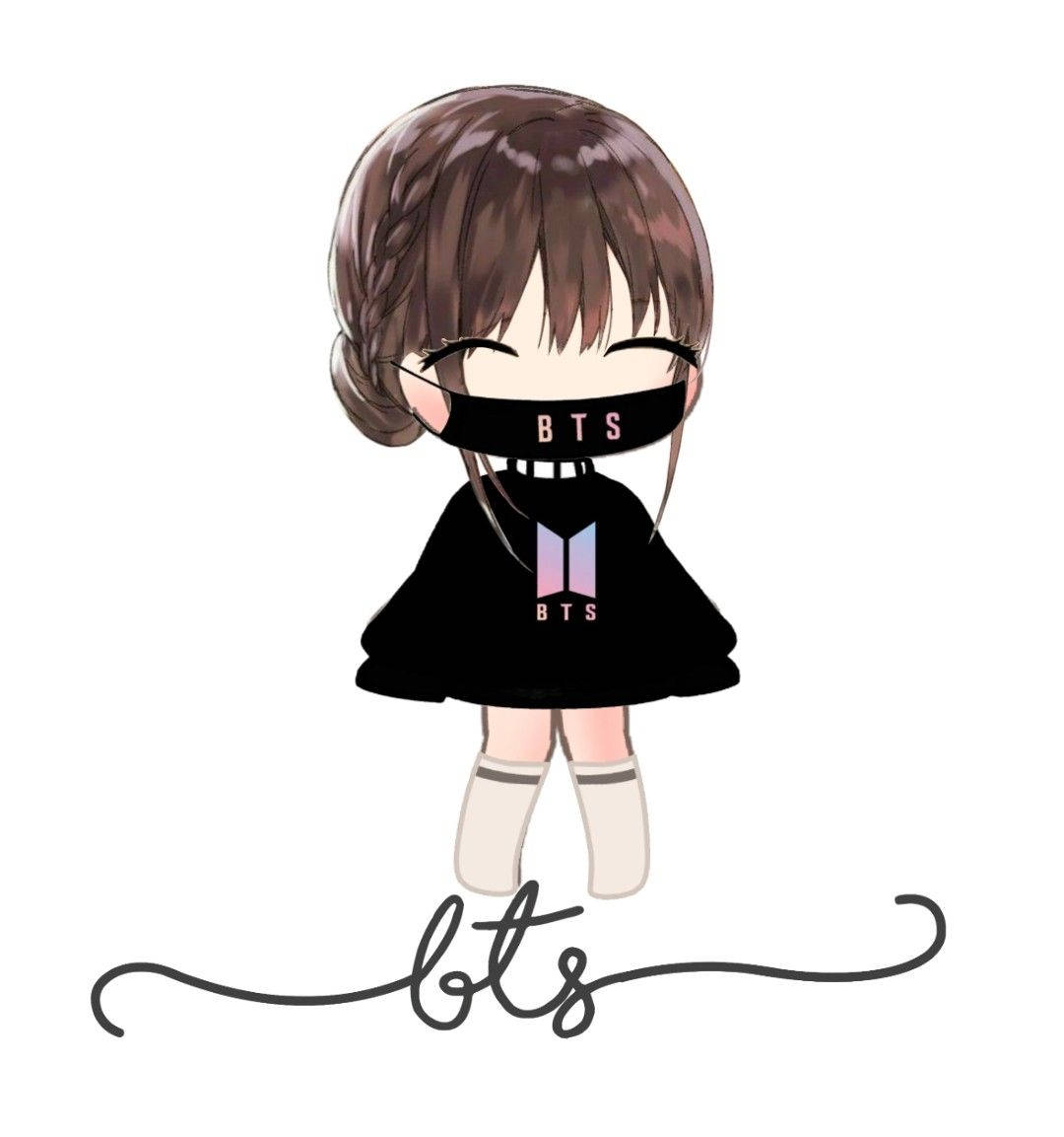 BTS Army Girl, black jacket, black BTS mask, SD Phone Wallpaper