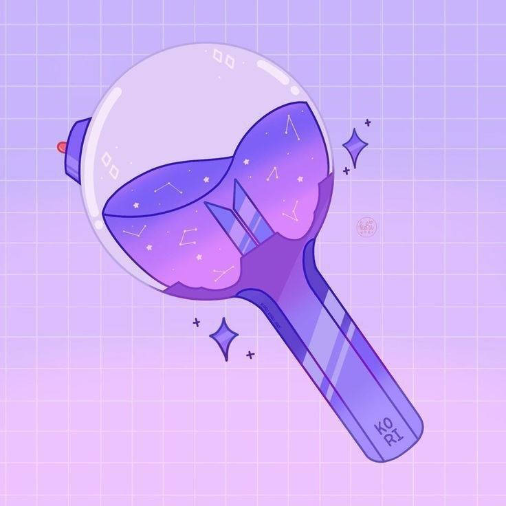 purple stick light, BTS Army Girl, cosmic starry design, SD Desktop Wallpaper