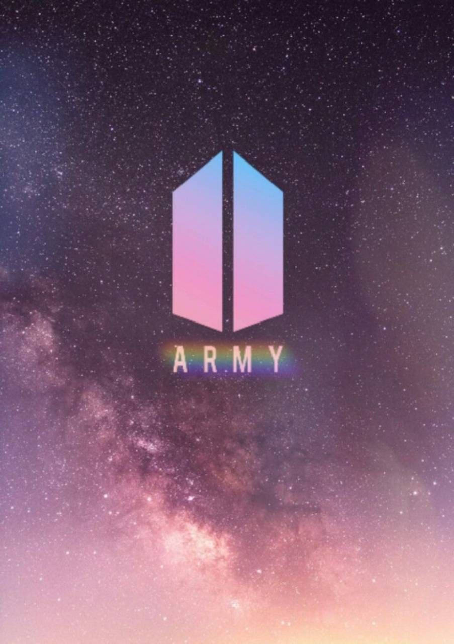 blue and pink logo, ARMY, hexagonal logo, HD Phone Wallpaper