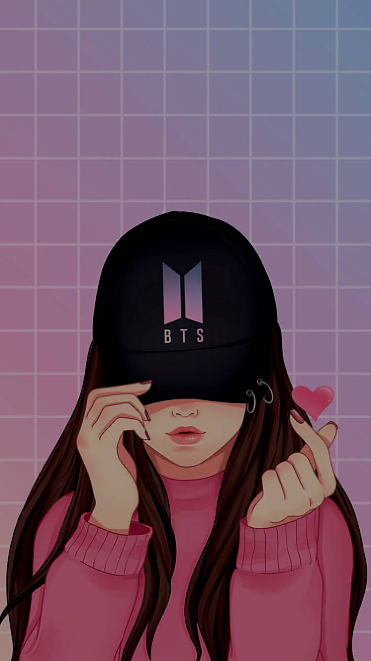 pink sweater, black BTS cap, heart gesture, HD Phone Wallpaper