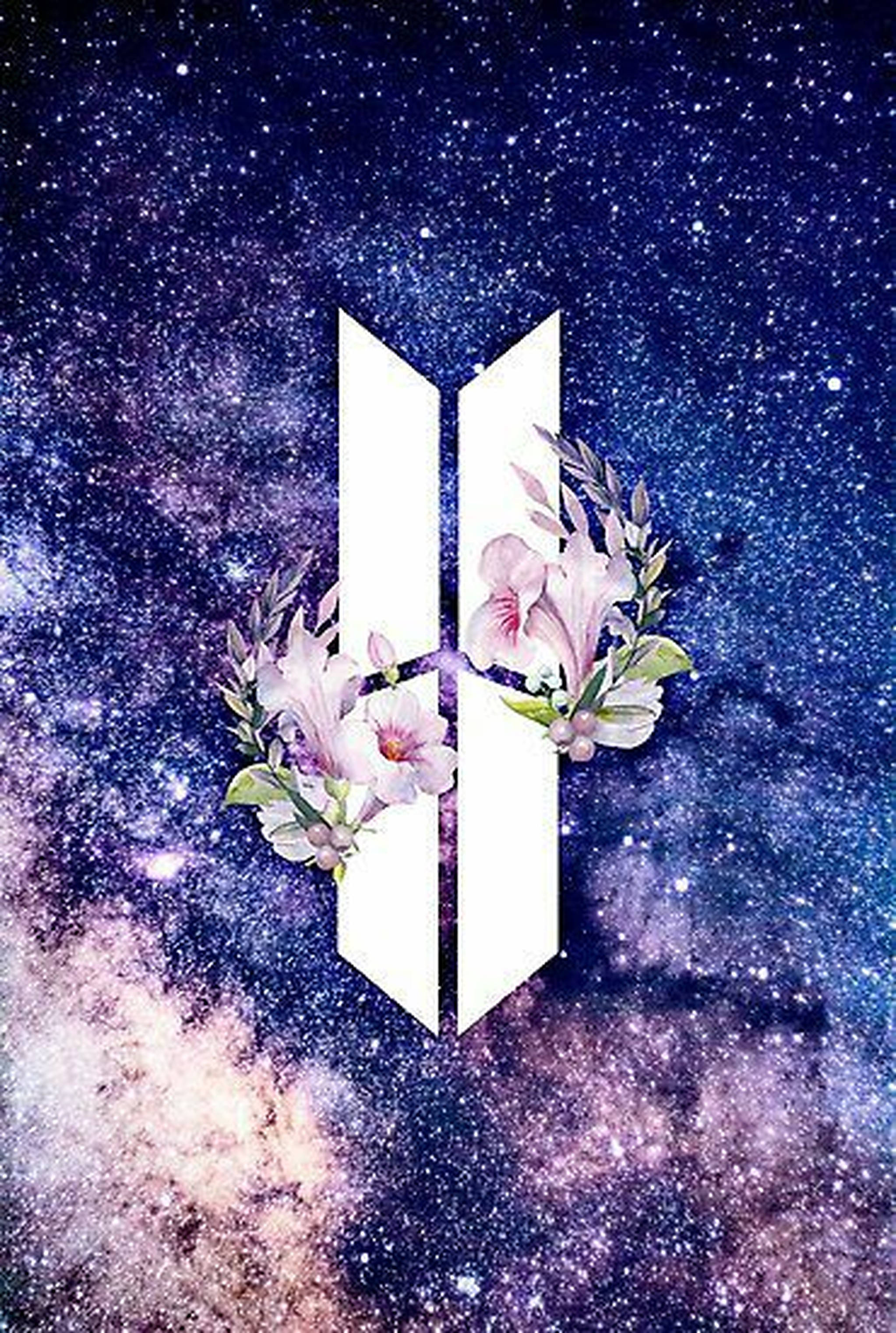 BTS Army, white BTS logo, pink flowers, 2K Phone Wallpaper