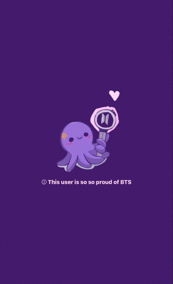 purple octopus, BTS microphone, heart, SD Phone Wallpaper
