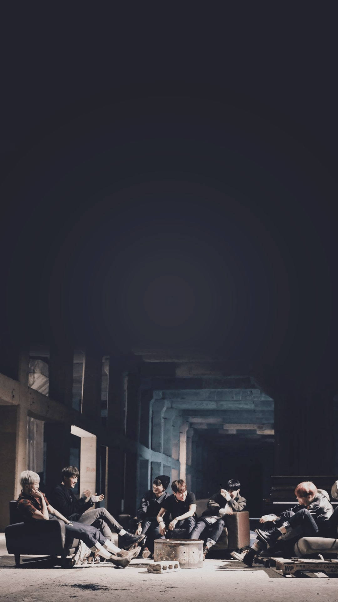 BTS Black, abandoned concrete tunnel, dimly lit, Full HD Phone Wallpaper