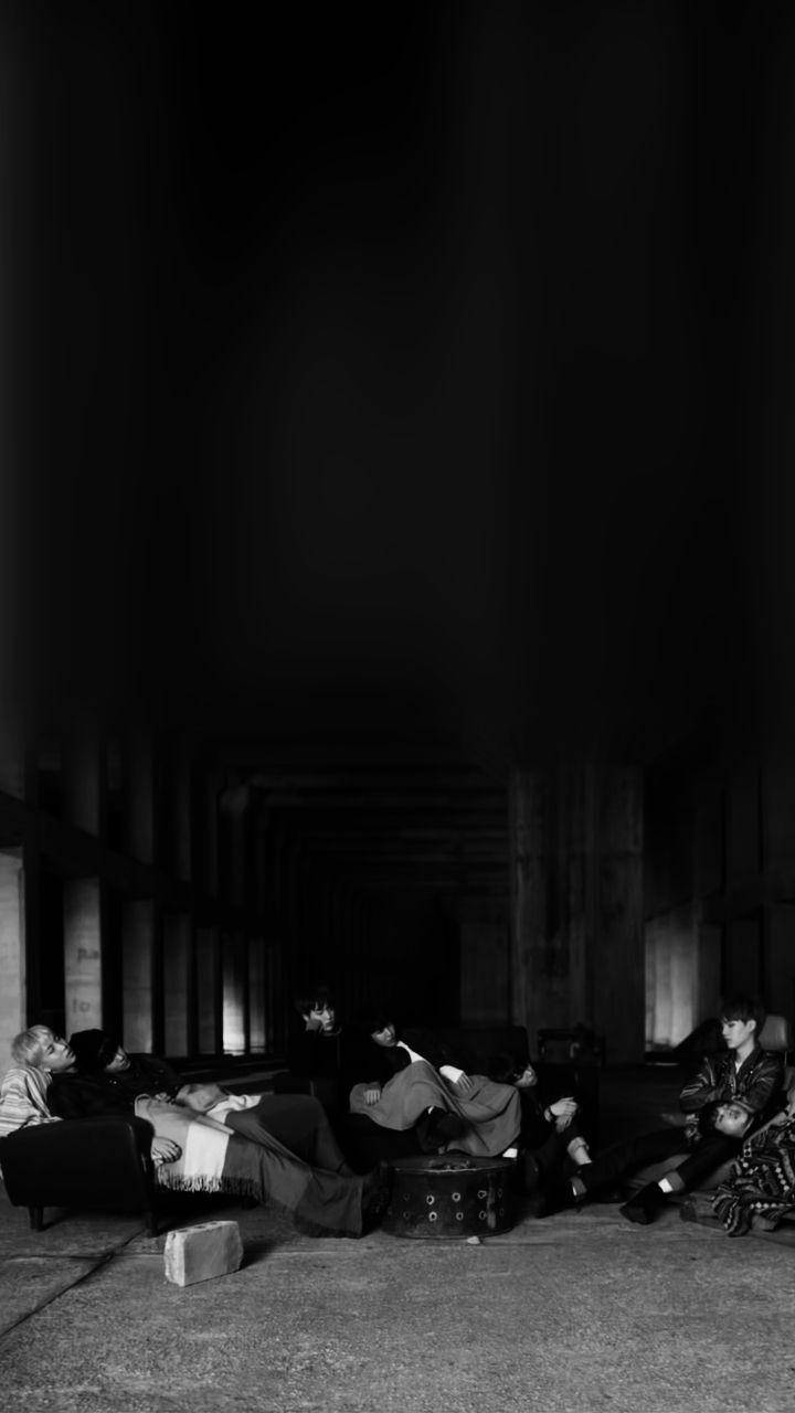 Bts Black, monochrome, group of people, HD Phone Wallpaper