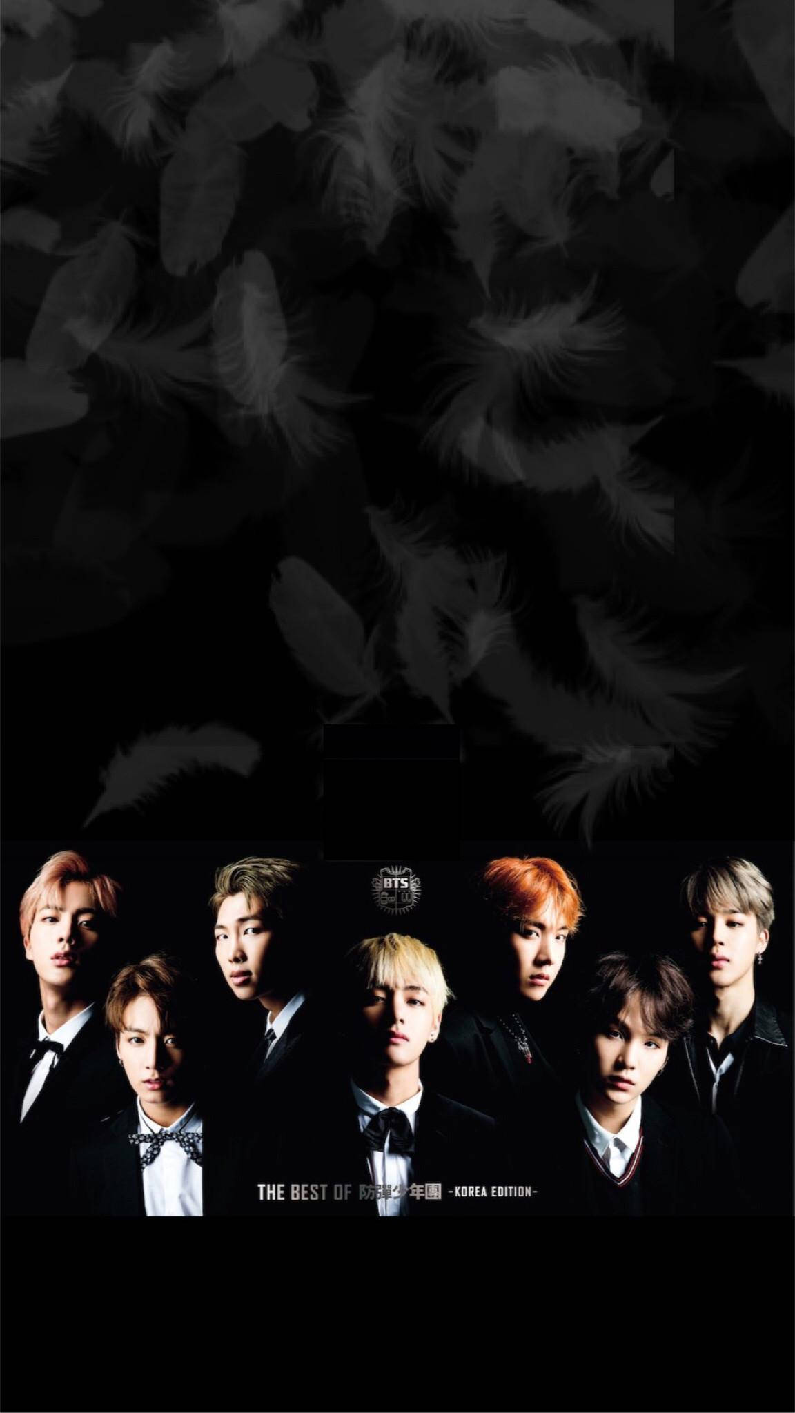 Bts Black, seven men, formal black suits, Full HD Phone Wallpaper