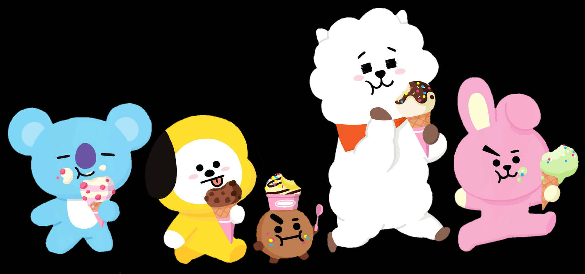 Bt21, 4K, colorful ice cream cones, Full HD Desktop Wallpaper