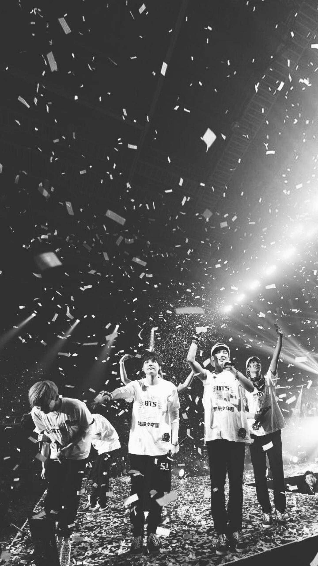 BTS, concert photo, falling confetti, Full HD Phone Wallpaper