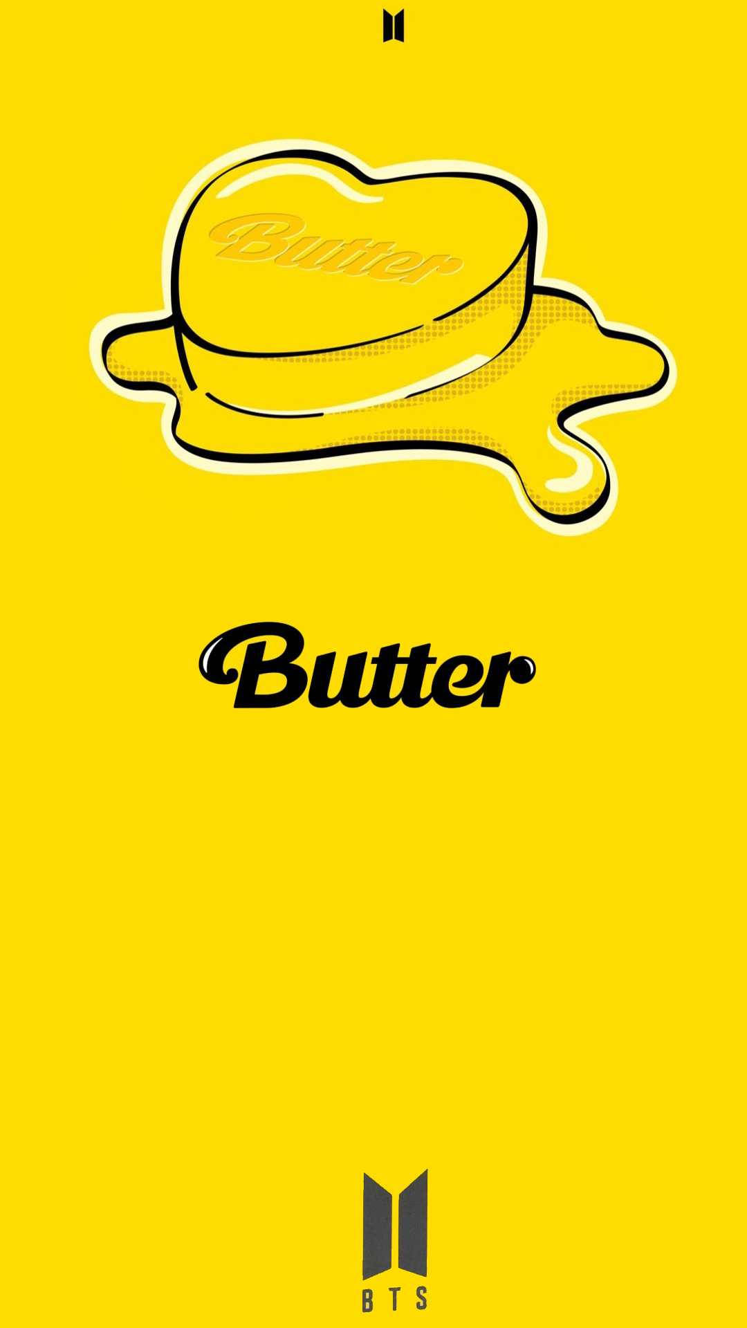 BTS Butter, yellow background, melting butter pat, Full HD Phone Wallpaper