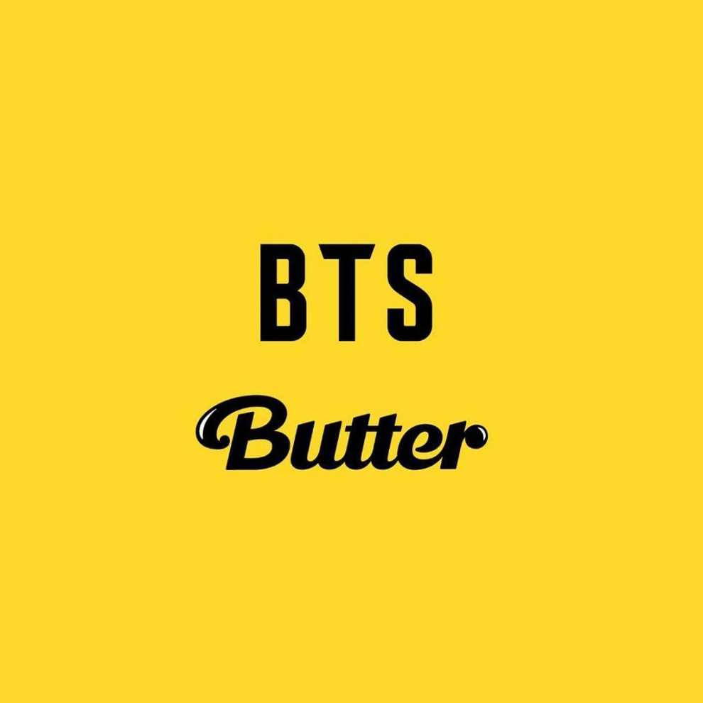 BTS Butter, bold black text, solid vibrant yellow background, SD Desktop Wallpaper