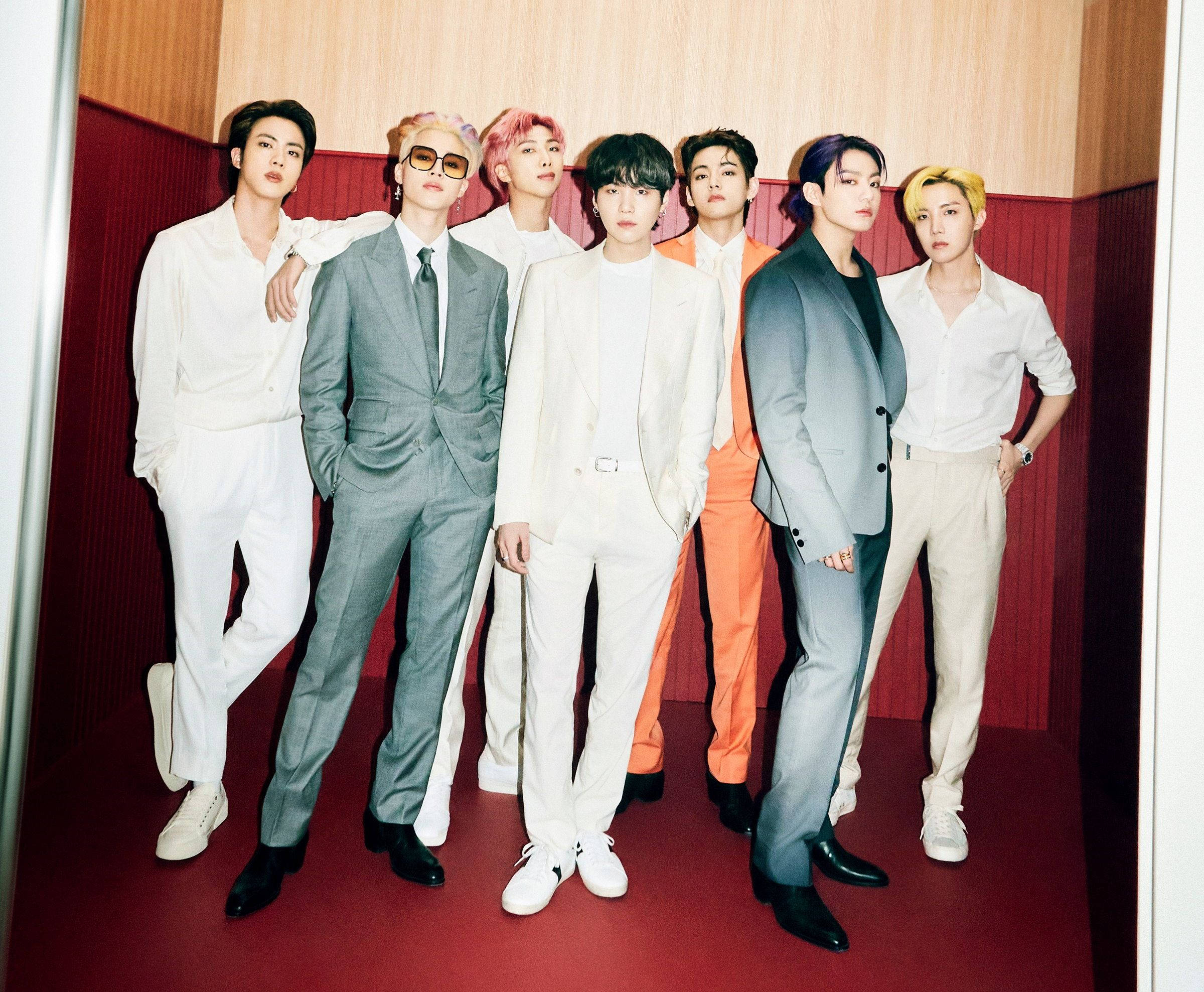 BTS Butter, crisp suits, colorful hair, Full HD Desktop Wallpaper