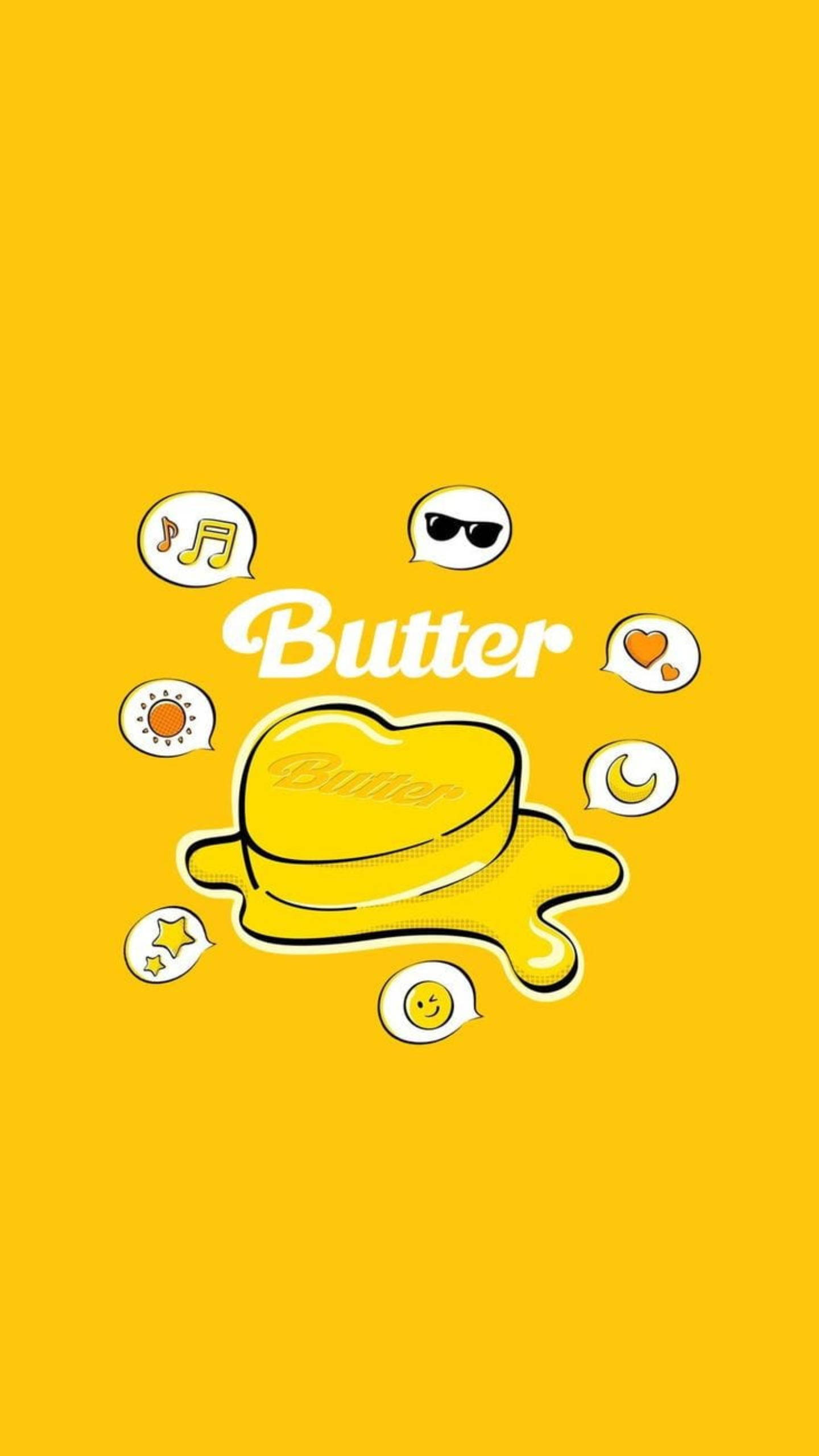 BTS Butter, speech bubble, cartoon butter pat, 2K Phone Wallpaper