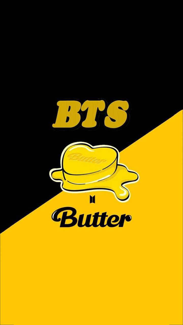 BTS Butter, black and yellow background, BTS Butter logo, HD Phone Wallpaper