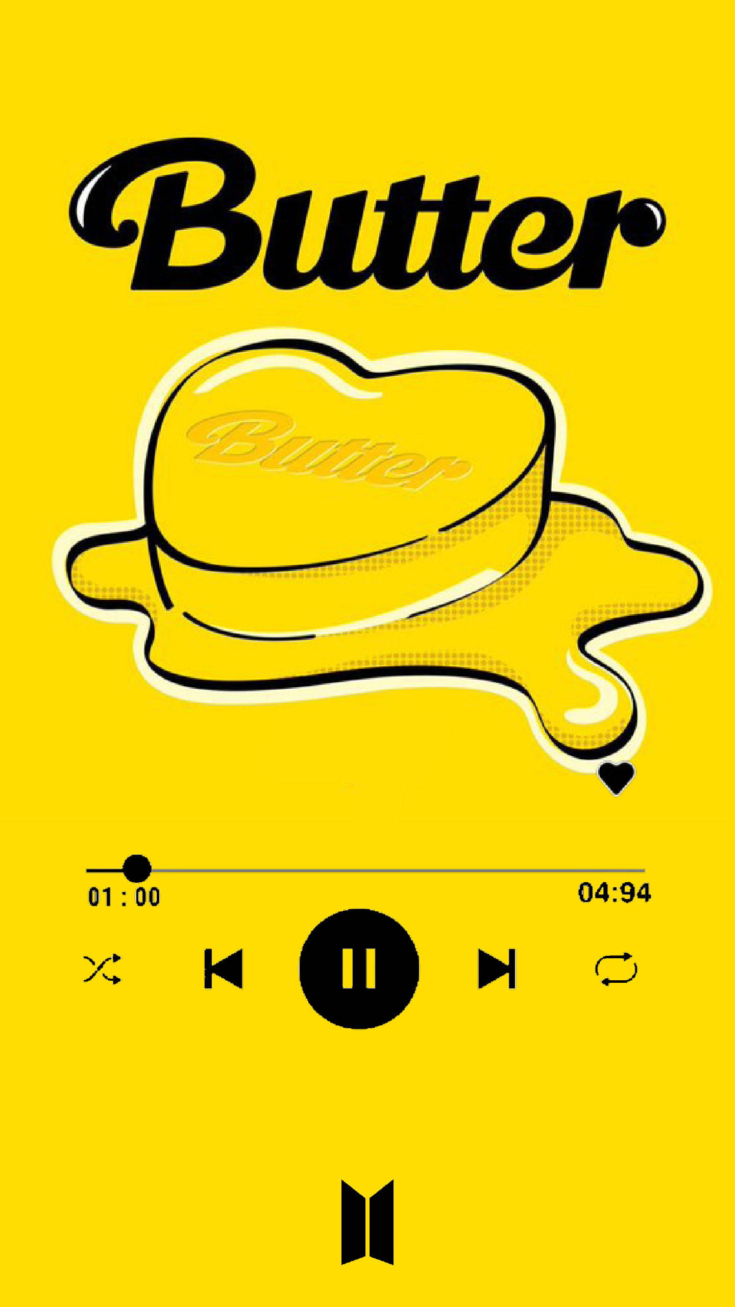BTS Butter, melting butter stick, Bold yellow background, 2K Phone Wallpaper