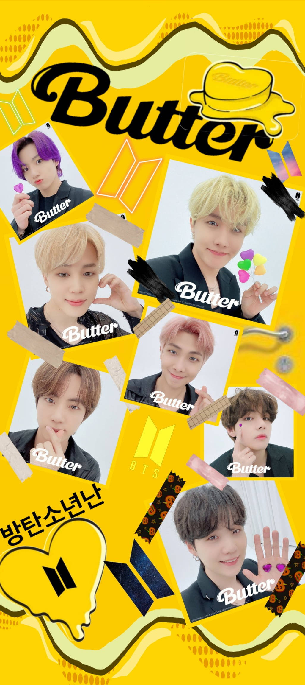 BTS, Butter, yellow, Full HD Phone Wallpaper