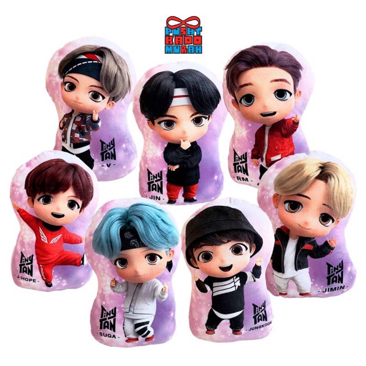 BTS, chibi-style plush pillows, six, SD Desktop Wallpaper