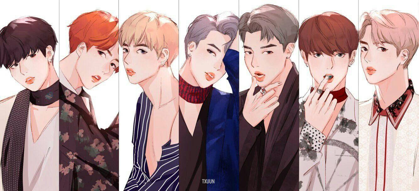 BTS, anime, blood sweat and tears, HD Desktop Wallpaper