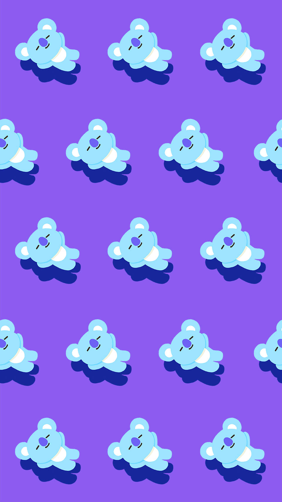 BTS Cartoon Pattern, light blue cartoon koalas, white accents, HD Phone Wallpaper