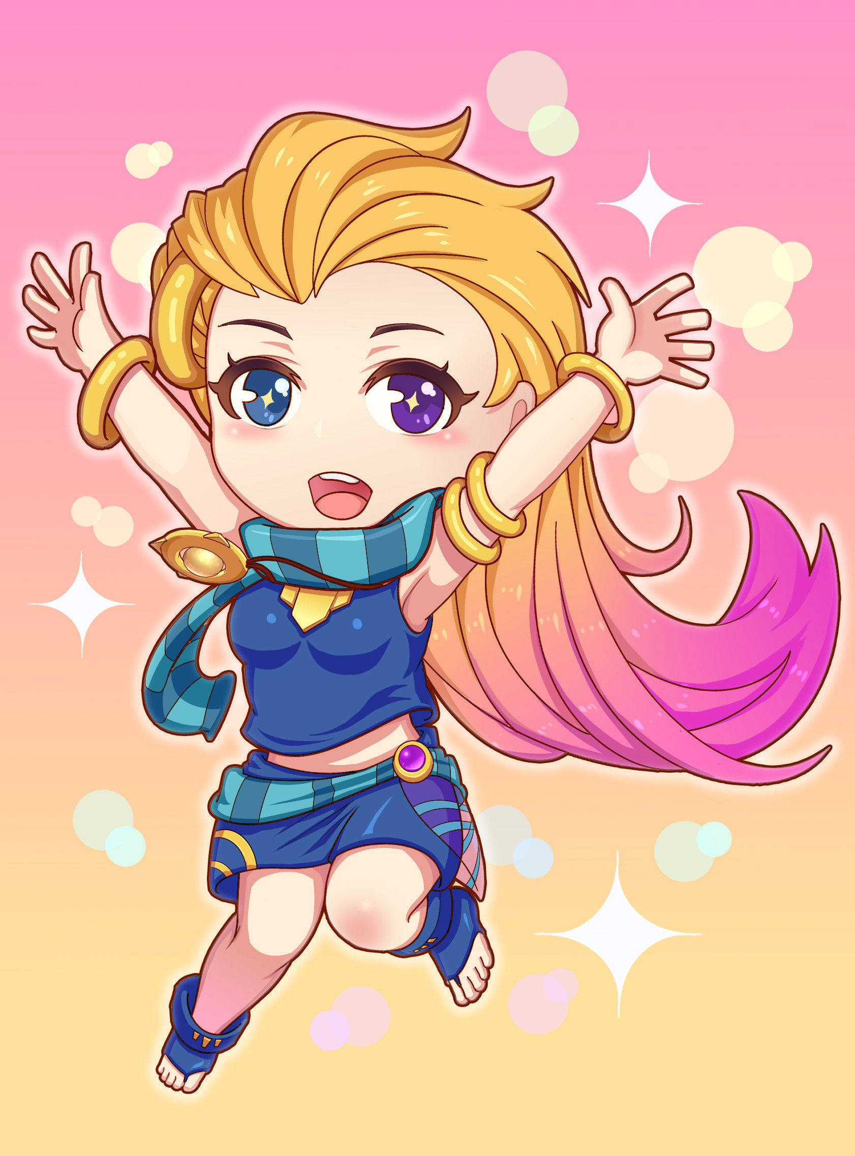 Bts Cartoon Girl, chibi anime girl, blonde hair, Full HD Phone Wallpaper