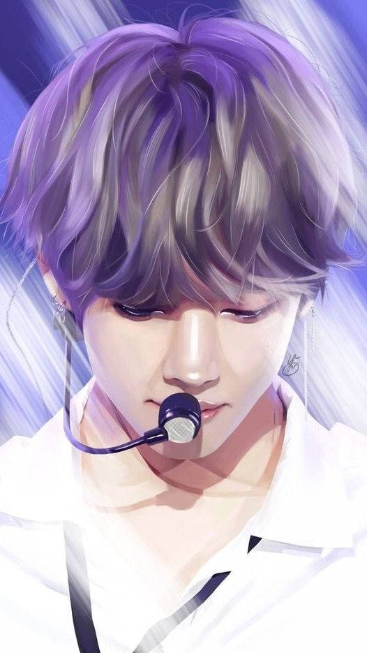 BTS, V, anime-style portrait, SD Phone Wallpaper