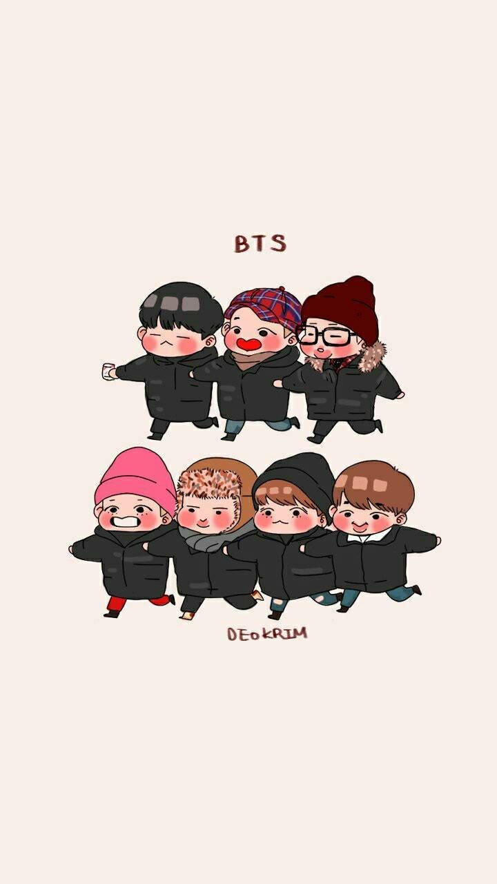 BTS, chibi, winter coats, HD Phone Wallpaper