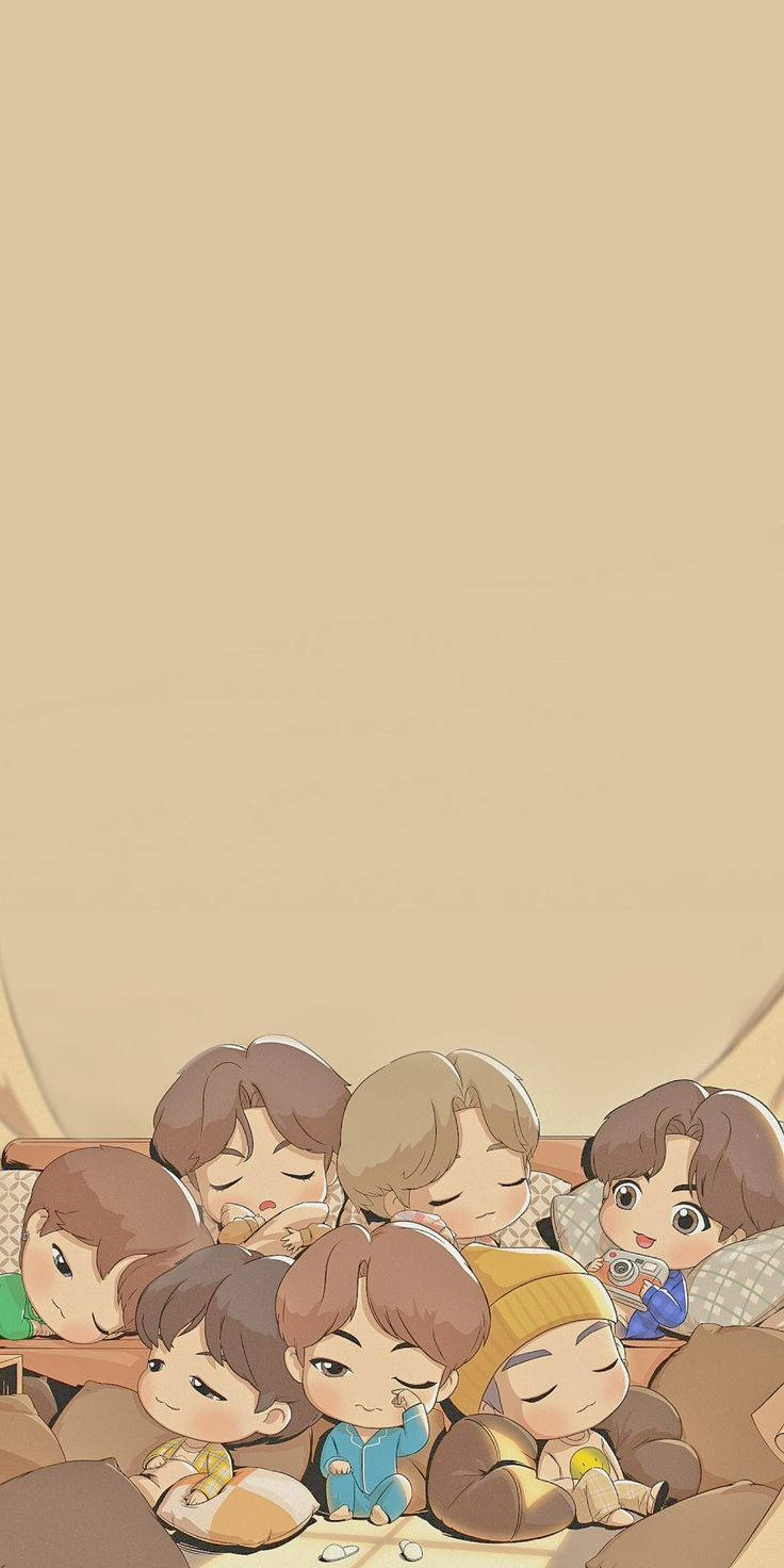 BTS Chibi, chibi-style anime boys, couch, HD Phone Wallpaper