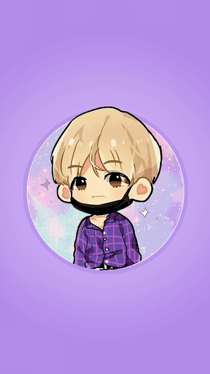 BTS, chibi anime boy, blonde hair, HD Phone Wallpaper