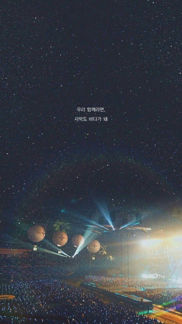 BTS Galaxy Concert, night sky, concert stage, SD Phone Wallpaper