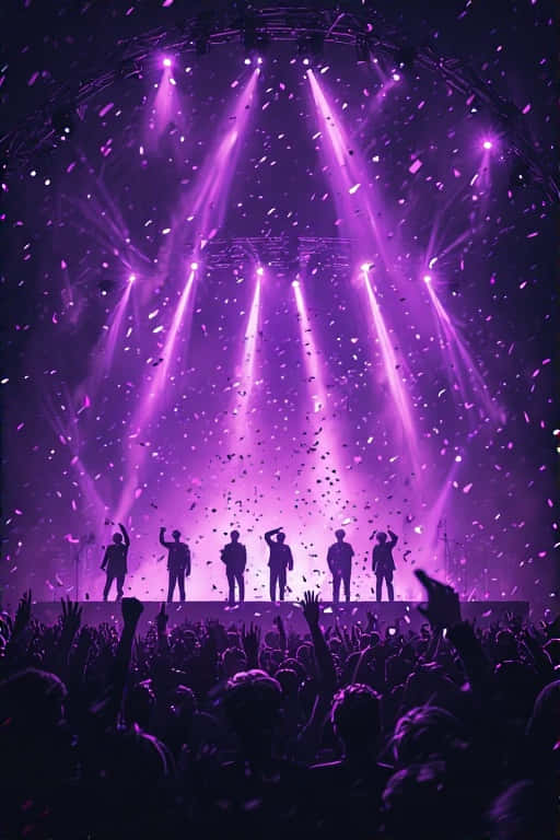 BTS Concert, purple lights, performer silhouettes, SD Phone Wallpaper
