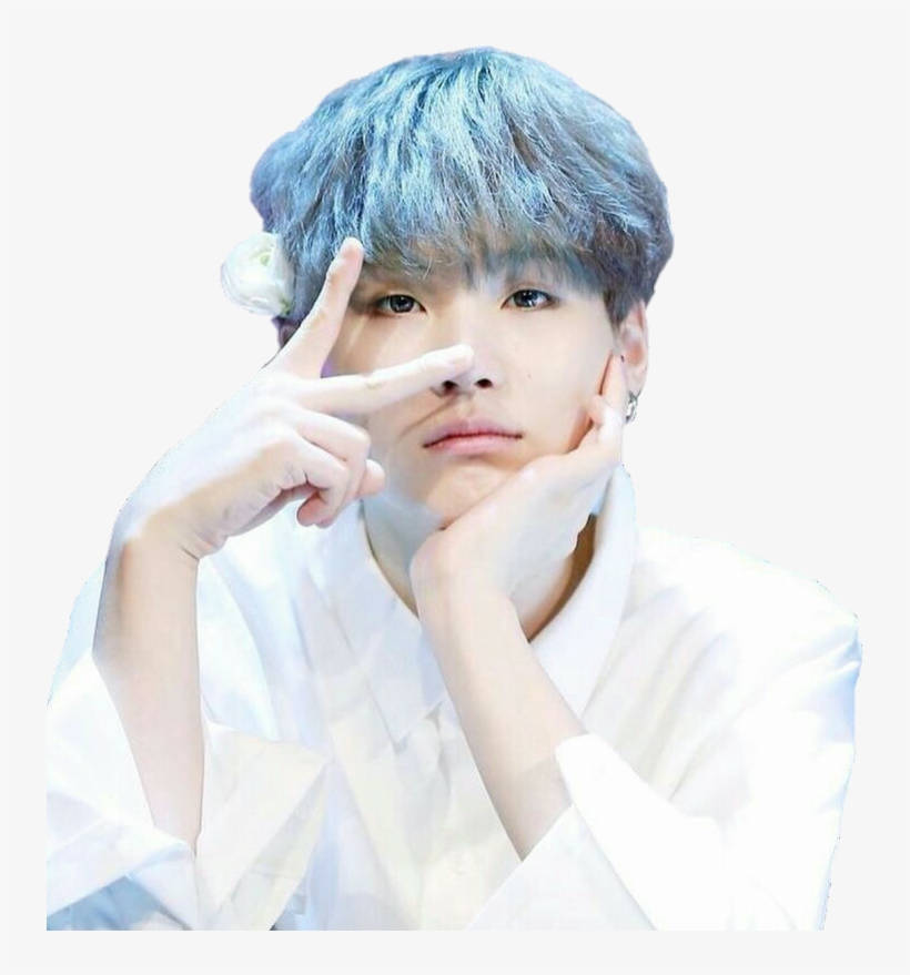 BTS, blue hair, white flower, SD Phone Wallpaper