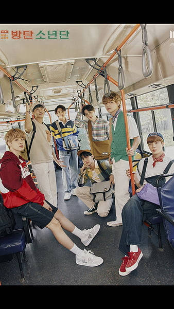 Bus, Bts Cute Aesthetic, orange poles, SD Phone Wallpaper