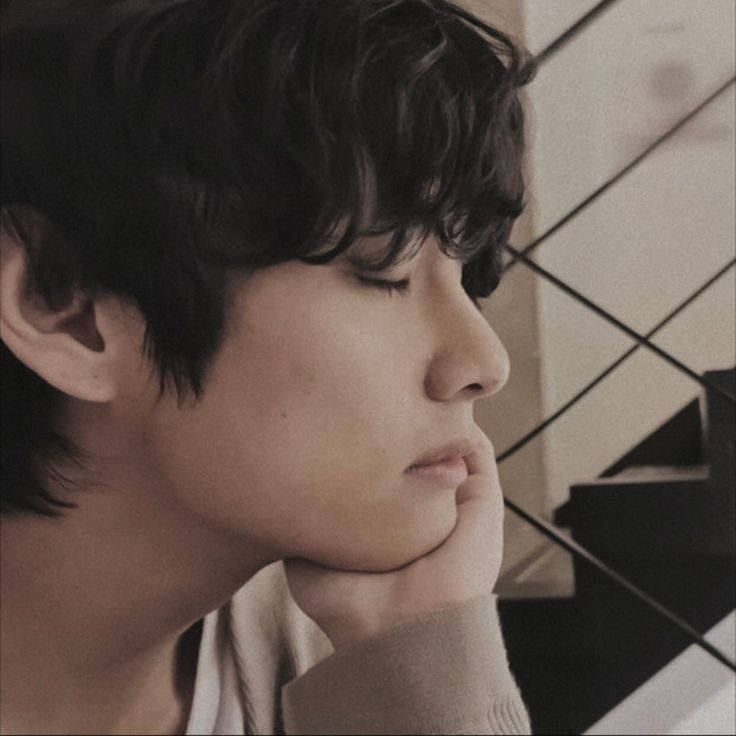 BTS Aesthetic, dark hair, geometric tiled wall, SD Desktop Wallpaper