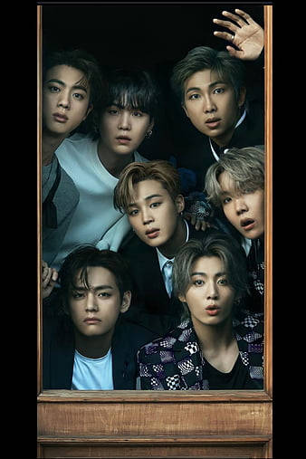 wooden window, Bts Cute Aesthetic, seven young men, SD Phone Wallpaper