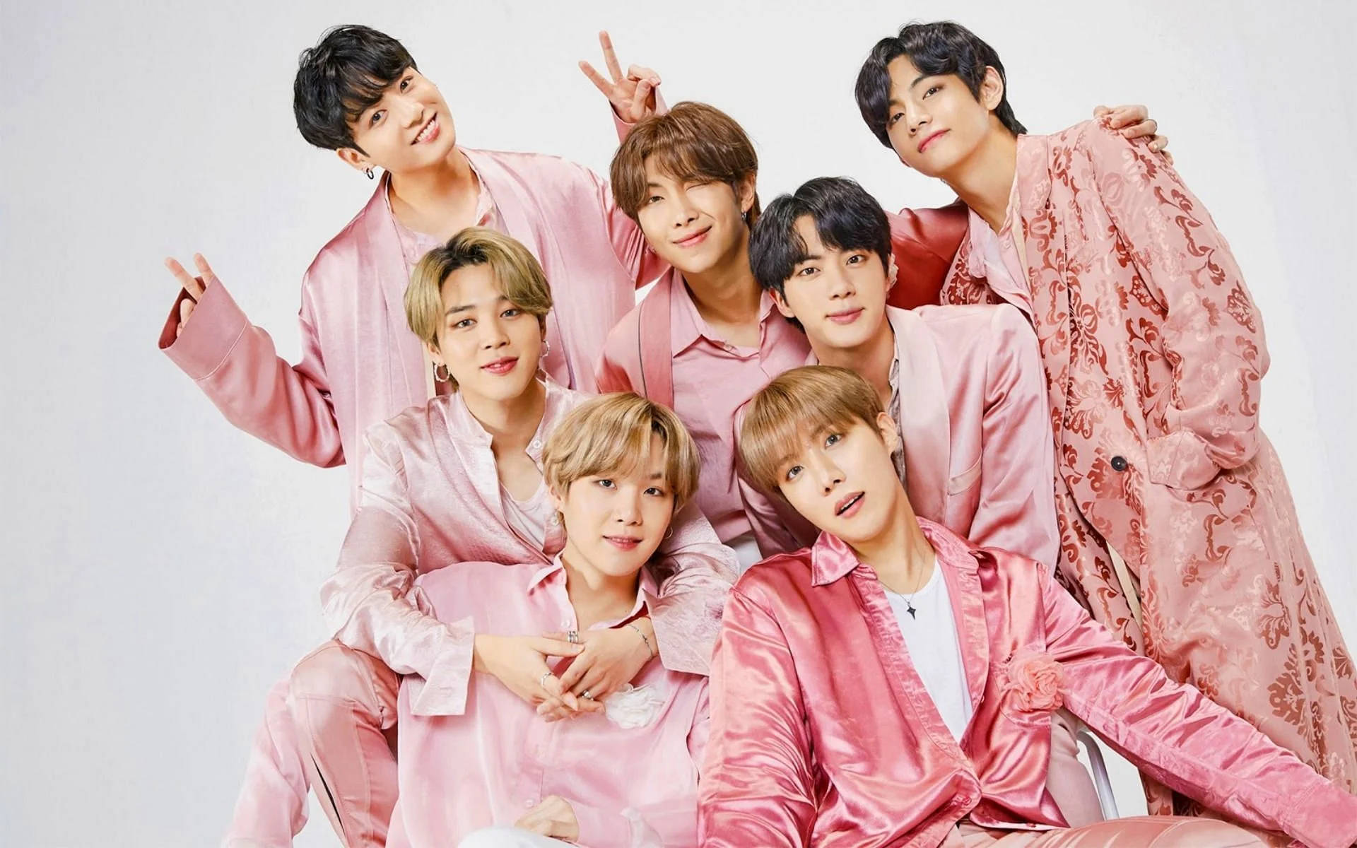 pink suede, Bts Cute Aesthetic, seven young men, Full HD Desktop Wallpaper