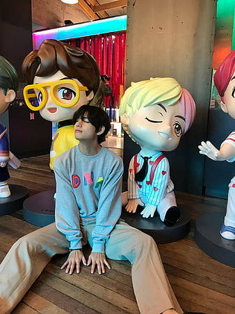 Human Size Chibi, Bts Cute Aesthetic, wooden floor, SD Phone Wallpaper