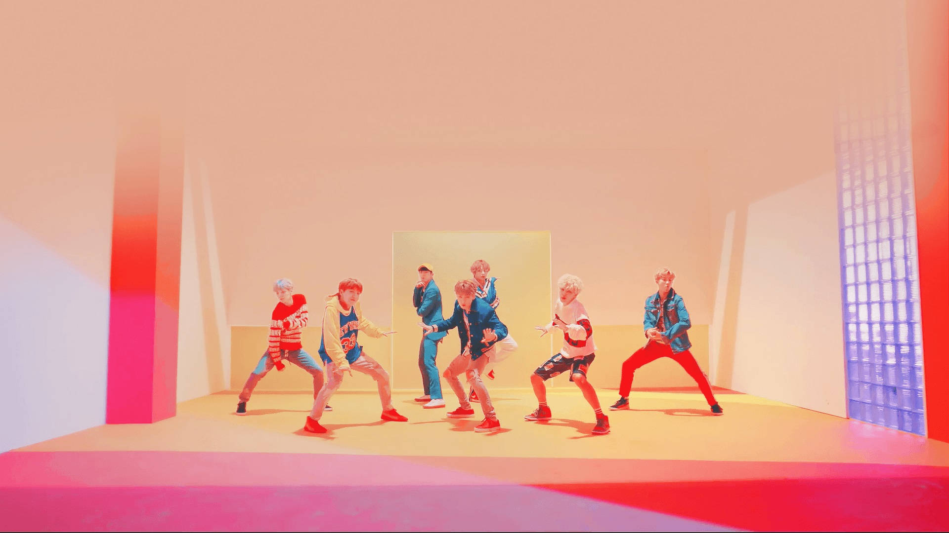 BTS, Pink Room, minimalist studio, Full HD Desktop Wallpaper