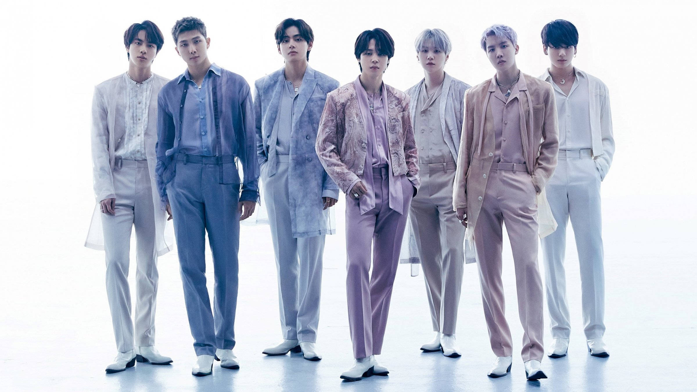 BTS, colorful suits, pastel suits, Full HD Desktop Wallpaper