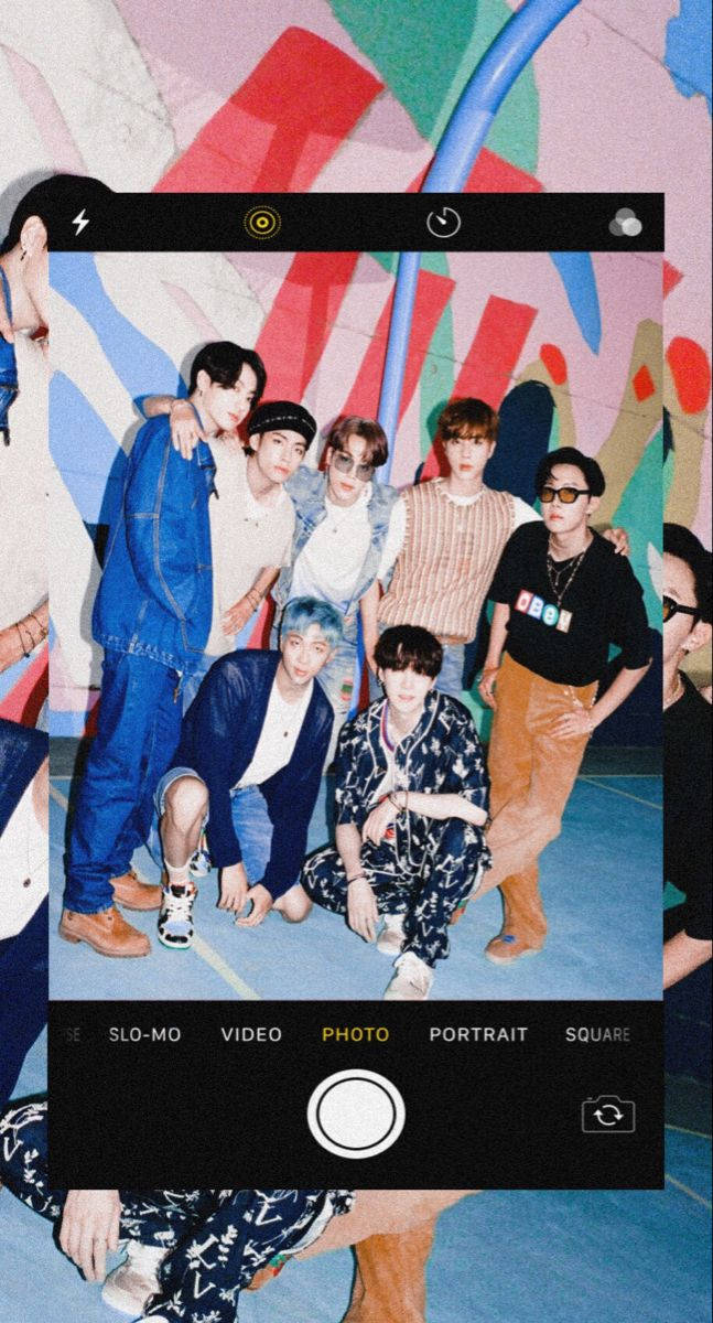 iPhone camera aesthetic, BTS Dynamite, graffiti-covered room, SD Phone Wallpaper
