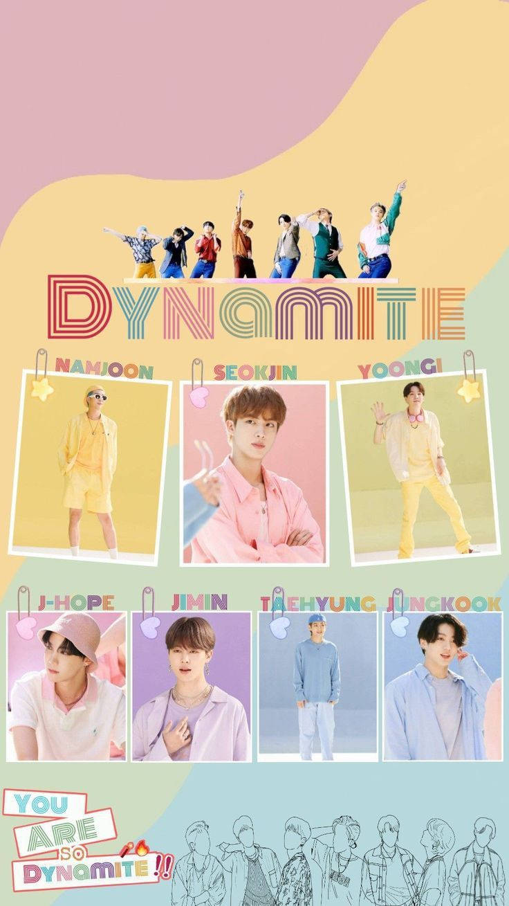 BTS Dynamite, pastel gradient background, DYNAMITE, HD Phone Wallpaper