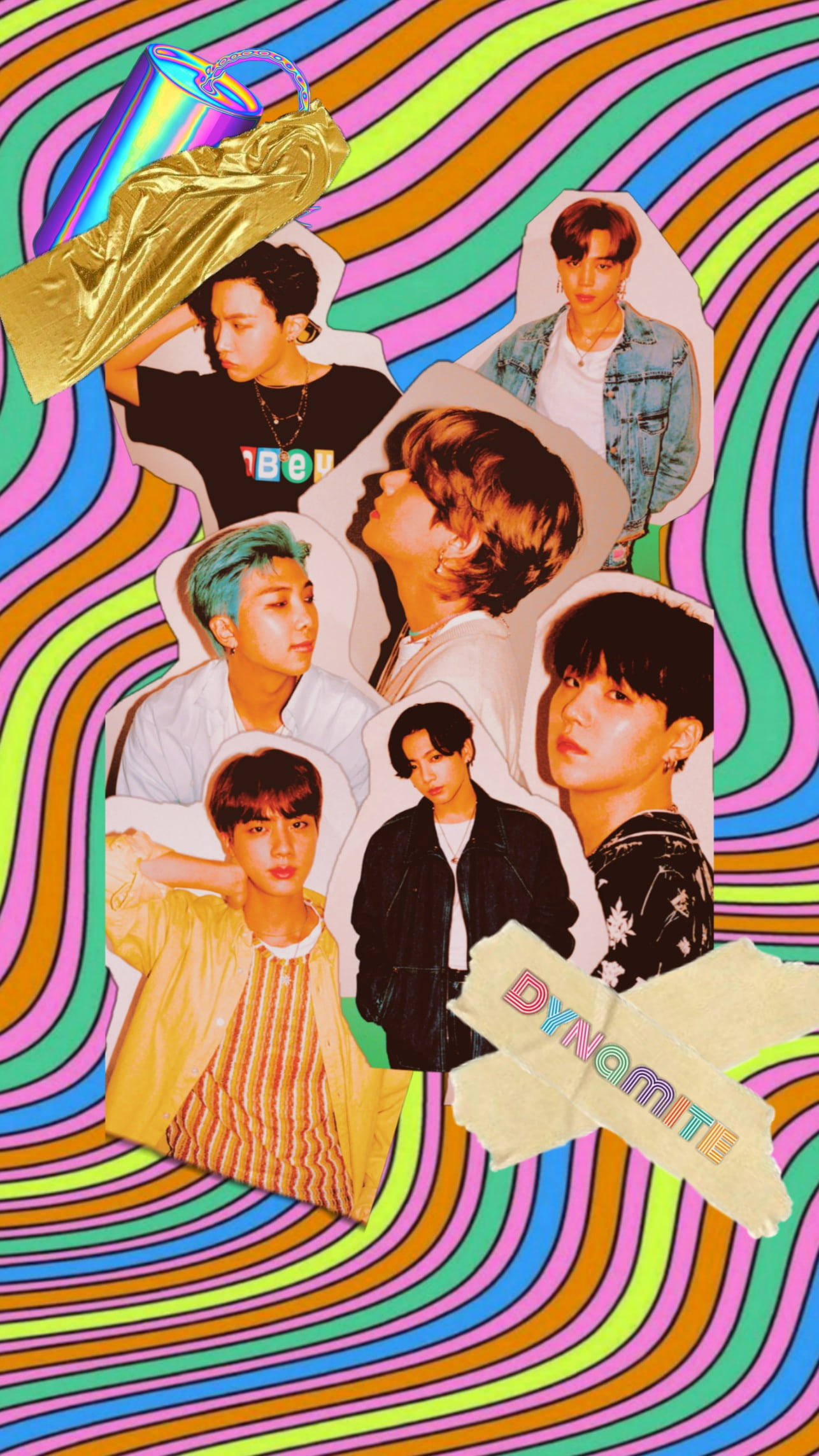 BTS Dynamite, DYNAMITE, psychedelic swirls, Full HD Phone Wallpaper