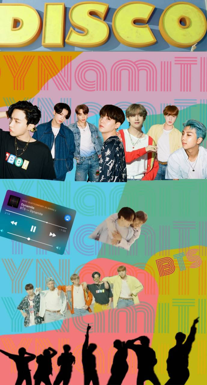 BTS Dynamite, disco aesthetic, vibrant retro disco-themed background, HD Phone Wallpaper