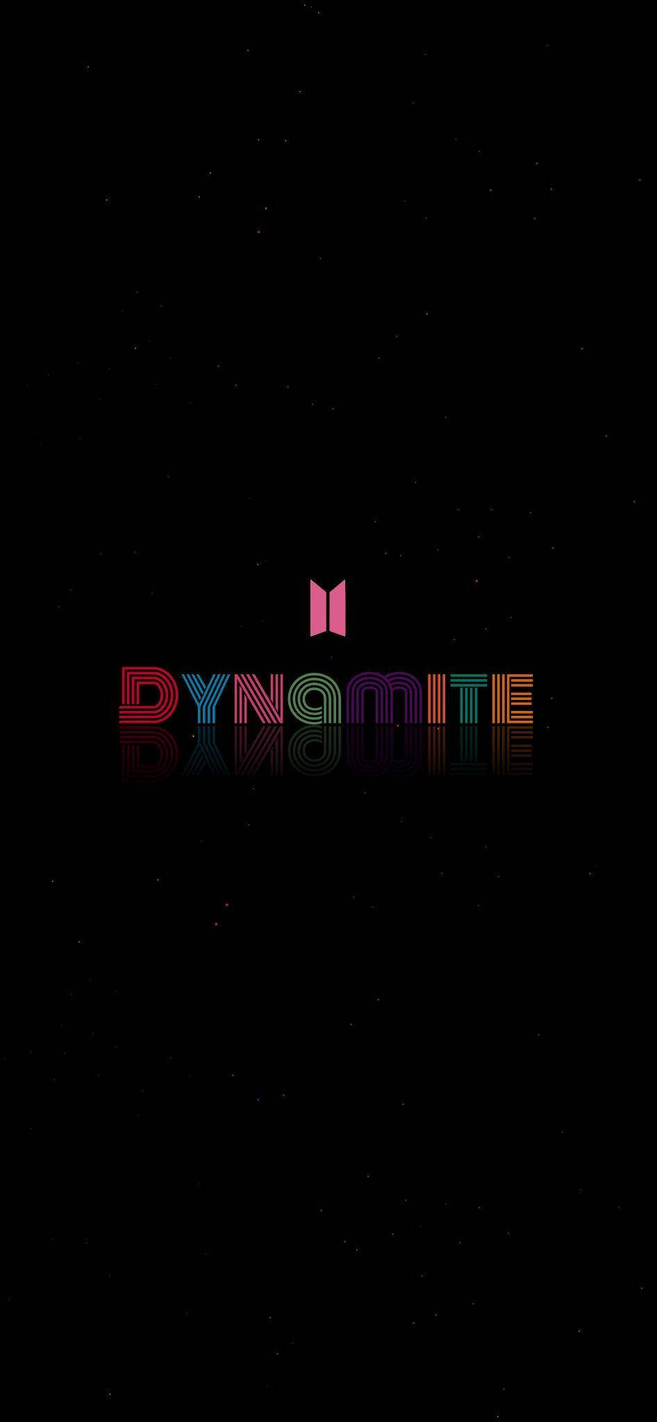 BTS Dynamite, black starry background, rainbow gradient text, Full HD Phone Wallpaper