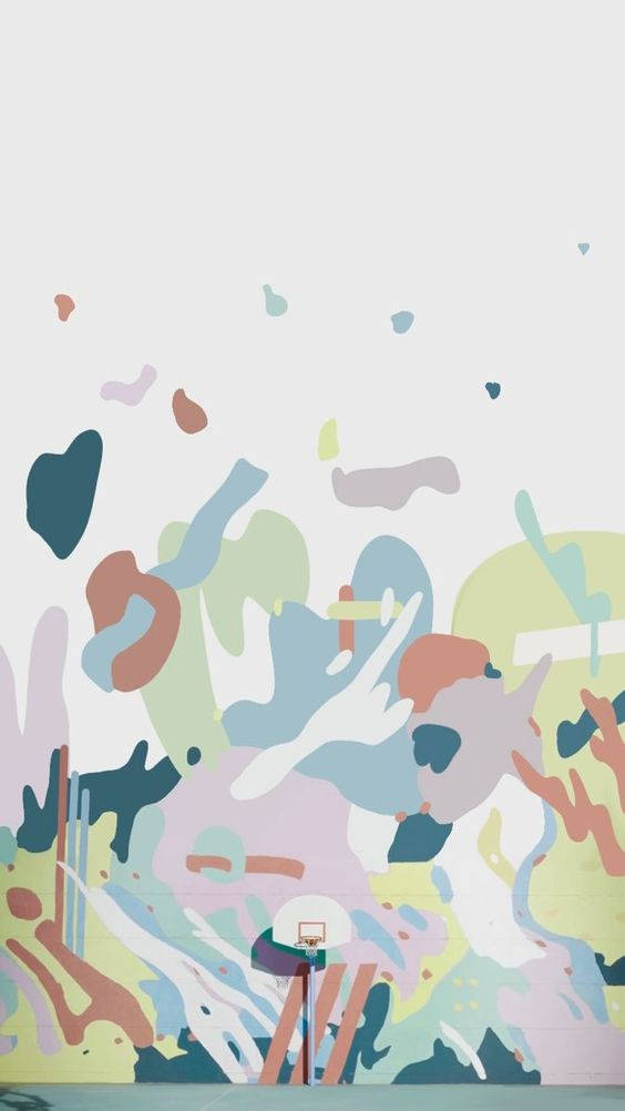 BTS Dynamite, basketball hoop, vibrant abstract mural, SD Phone Wallpaper