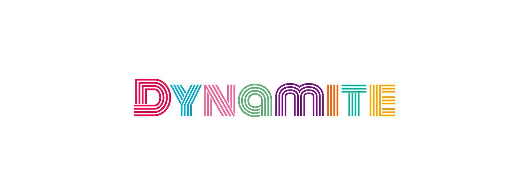 BTS, Dynamite, rainbow-colored striped letters, HD Desktop Wallpaper