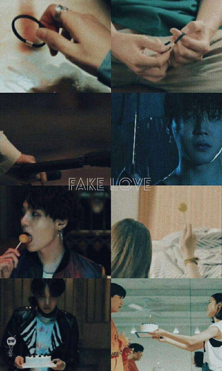 BTS Fake Love, moody blue, warm tones, SD Phone Wallpaper