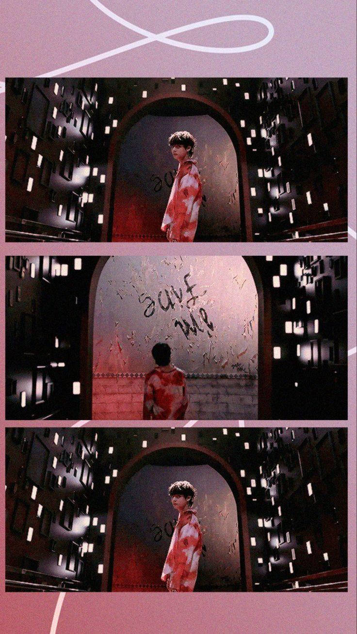 BTS Fake Love, red and white patterned outfit, dark arched doorway, HD Phone Wallpaper