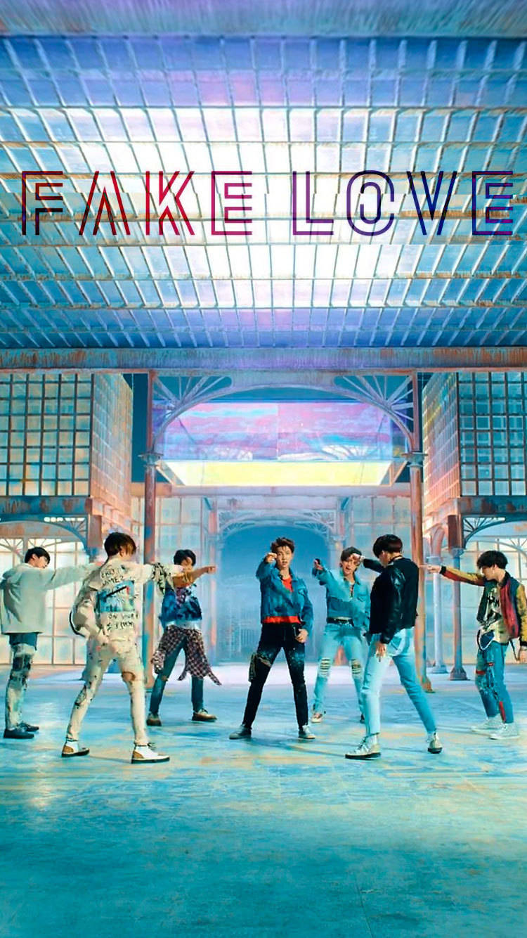 BTS, Fake Love, glowing blue grid ceiling, HD Phone Wallpaper